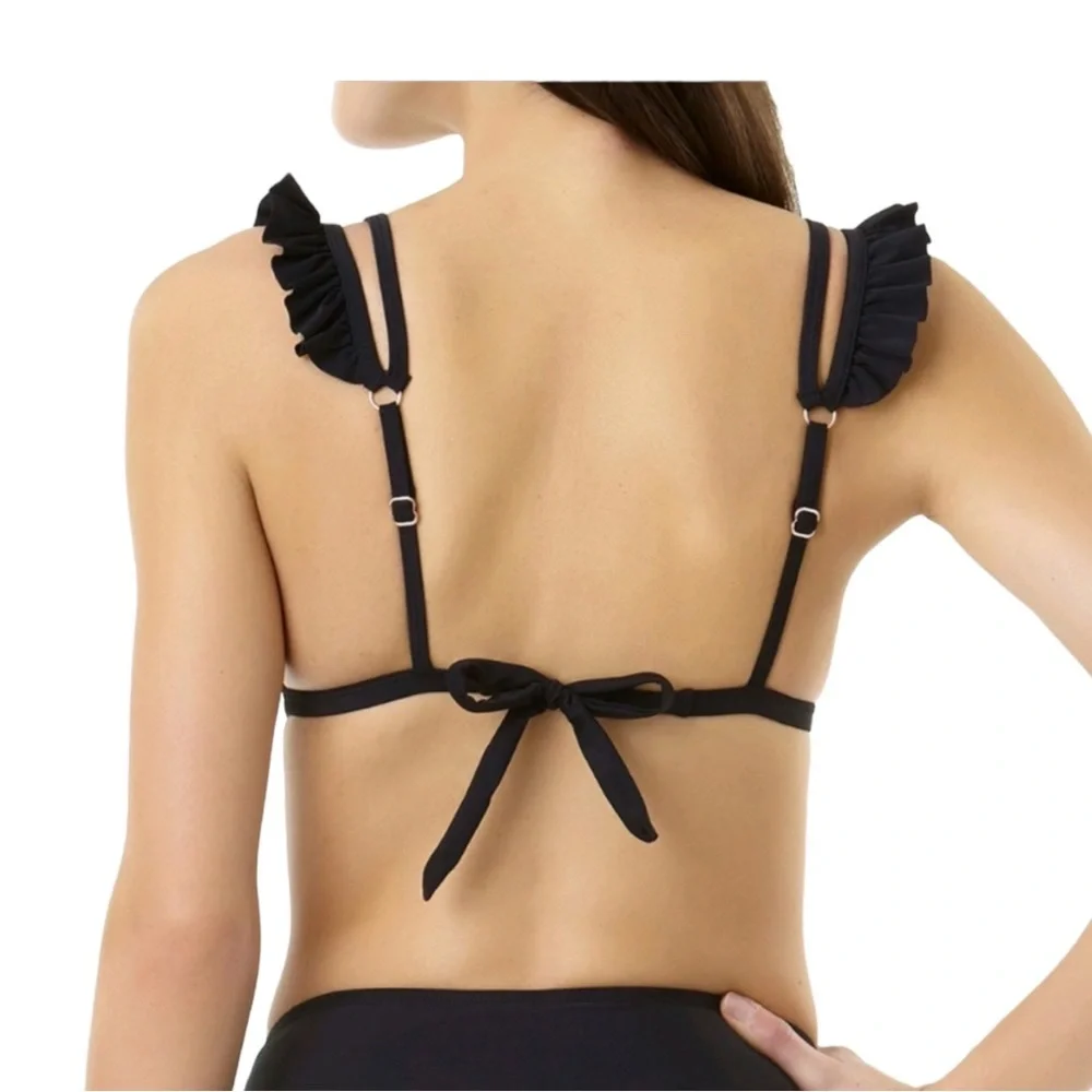 NEW Time & Tru Black Missy Elevated Embellished Bikini Top